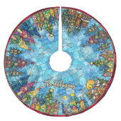 Süße Bleiglashäuser benutzerdefiniertes Weihnachte Polyester Weihnachtsbaumdecke (Vorderseite)
