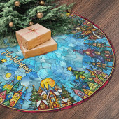 Süße Bleiglashäuser benutzerdefiniertes Weihnachte Polyester Weihnachtsbaumdecke
