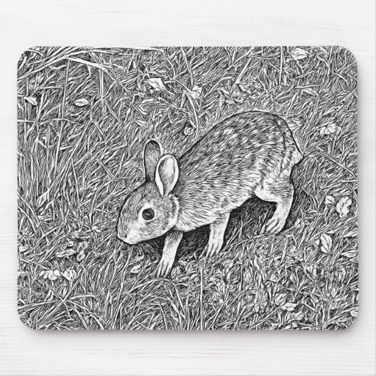 Süße Bleistiftskizze Hase Mousepad (Vorne)