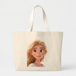 Süße blonde Cartoon Mädchen-Tasche | Kawaii Charak Jumbo Stoffbeutel