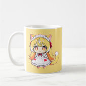 Süße blonde Chibi Neko - Midi-Kleid Kaffeetasse (Links)