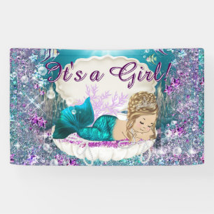 Süße blonde Meerjungfrau-Prinzessin-Baby-Party Banner