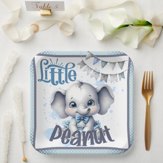 Süsse Blue Elephant - Little Peanut Pappteller (Hochzeit)