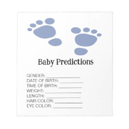 Süsse Blue Footprint Baby Shower Predictions Game Notizblock