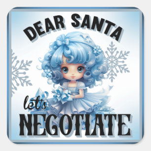 Süsse Blue Lieber Weihnachten Quadratischer Aufkleber