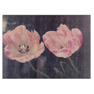Süße blühende Tulpen - Personalisiert Schneidebrett