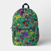 Süße Blume Blätter Türkis-Monogramm Bedruckter Rucksack (Vorderseite)