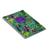 Süße Blume Blätter Türkis-Monogramm Muster Notizblock (Rechte Seite)