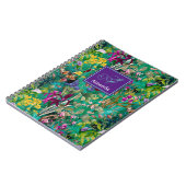 Süße Blume Blätter Türkis-Monogramm Muster Notizblock (Linke Seite)