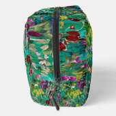 Süße Blume Blätter Türkis-Monogramm Muster Waschbeutel (Rechts)