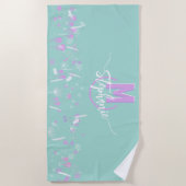 Süße Blume mit Monogramm Strandtuch (Vorderseite)