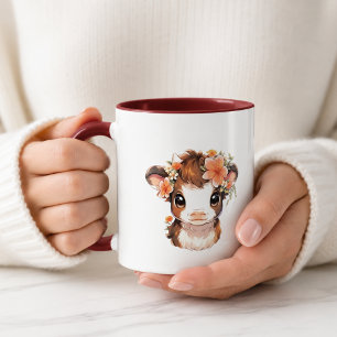 Süße Blumen-Baby-Hochlandkuh-Tasse Kawaii-Kuh-Ka Tasse