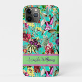 Süße Blumen Blätter Aqua-Mint-Monogramm-Muster Case-Mate iPhone Hülle (Rückseite)