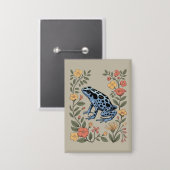 Süße Blumen Blau Pfeilgiftfrosch Kröte Froschliebh Button (Vorderseite/Rückseite)