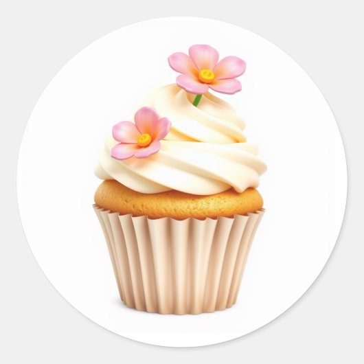 Süße Blumen Cupcake Aufkleber (Vorderseite)