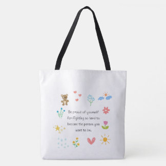 "Süße Blumen-Doodle-Zitat Weiße Tote Bag | Ästhet Tasche
