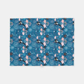 Süße Blumen Flamingos Muster Fleecedecke (Vorderseite (Horizontal))