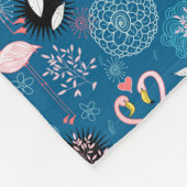 Süße Blumen Flamingos Muster Fleecedecke (Ecke)
