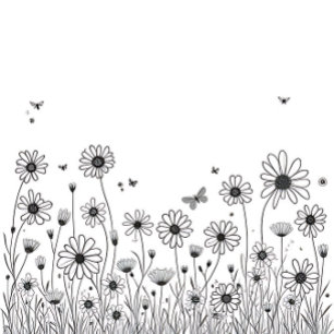 Süße Blumen-Handyhülle – Schwarz & Weiß Wildblume iPhone 16 Hülle