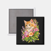 Süße Blumen-Kätzchen-Garten-Blumen-Katzen-Geschenk Magnet (Vorderseite/Rückseite)