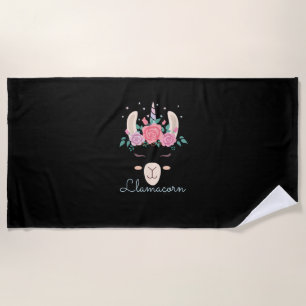 Süße Blumen Lamacorn Lama Einhorn Kawaii Blumen Strandtuch