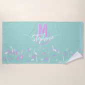 Süße Blumen monogrammiert Strandtuch (Vorderseite)