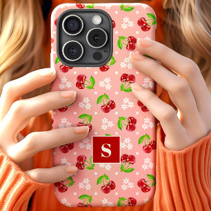 Süße Blumen-Polka-Punkte-Kirschen-Rosa-Monogramm Case-Mate iPhone Hülle
