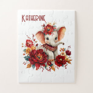 Süße Blumen-Terrakotta-Elefanten-Puzzles Puzzle