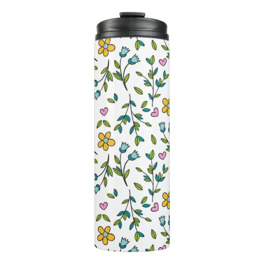 Süße Blumen und Herzen Lichtmuster Thermosbecher (Vorderseite)