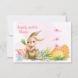 süße Blumen vintage Ostern Hase - Frohe Ostern    Mitteilungskarte