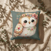 Süße Blumeneule mit Schleife Kissen