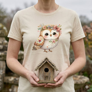 Süße Blumeneule mit Schleife T-Shirt