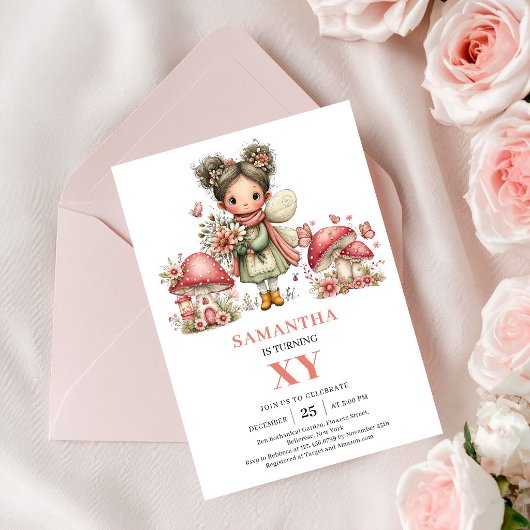 Süße Blumenfee 5. Geburtstag Rosa Einladung