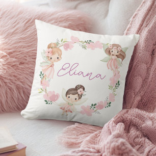 Süße Blumenfee Mädchen Personalisiertes Kissen