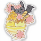 Süße Blumenfledermaus mit Eisbecher Aufkleber (Vorderseite)