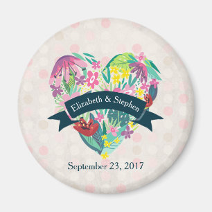 Süße Blumenherzen mit tropischen Blumen Hochzeit Magnet