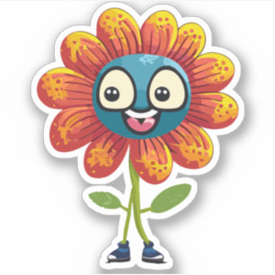 Süße Blumenkinder-Cartoonfigur Aufkleber