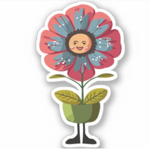 Süße Blumenkinder-Cartoonfigur Aufkleber