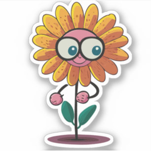 Süße Blumenkinder Cartoonfigur Aufkleber
