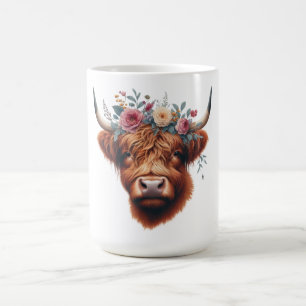 Süße, blumige Frühlings-Hochlandkuh Kaffeetasse