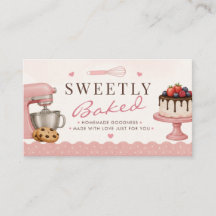 Süße Blush-Pink-Heimbäckerei-QR-Code-Visitenkarte