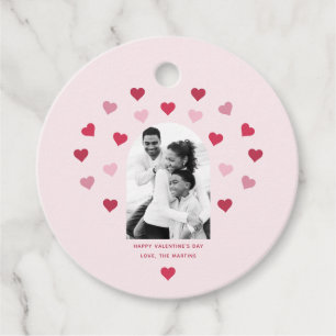 Süße Blush-Rosa und Rote Herz Foto Valentinstag Geschenkanhänger