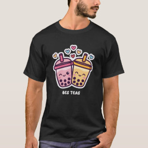Süße Boba Best Teas Freundschaft Kawaii Pink Gelb T-Shirt