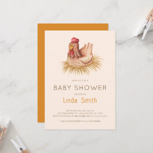Süße Boho-Aquarell-Huhn-Baby-Party Einladung