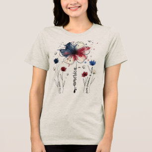 Süße Boho-Blumen USA 250 Jahre Tri-Blend Shirt