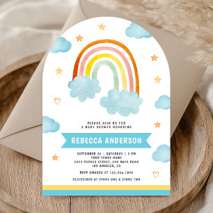Süße Boho Bunte Regenbogen Wolken Baby Shower Einladung