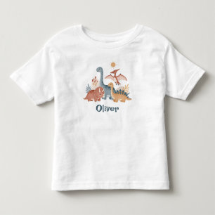 Süße Boho-Erdfarbene Wasserfarben-Dinosaurier Kleinkind T-shirt