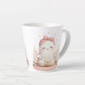 Süße Boho lächelnde Geist mit rosa Schleife Kaffee Milchtasse (Rechte Ecke)