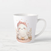 Süße Boho lächelnde Geist mit rosa Schleife Kaffee Milchtasse (Rechts)