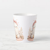 Süße Boho lächelnde Geist mit rosa Schleife Kaffee Milchtasse (Vorderseite)